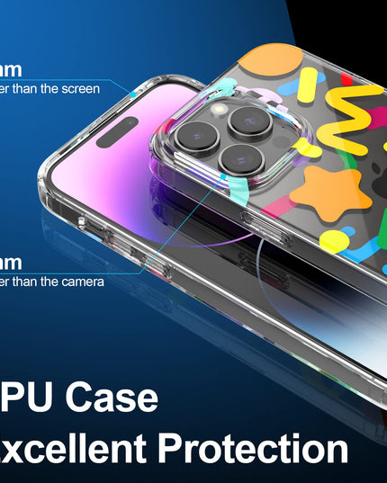 Senyimax for iPhone 14 Pro Max Case Stylish and Cute Double-Layer Letters Pattern Hard TPU Shockproof Protective Case Cover for Men Girls and Women (Multicolor)