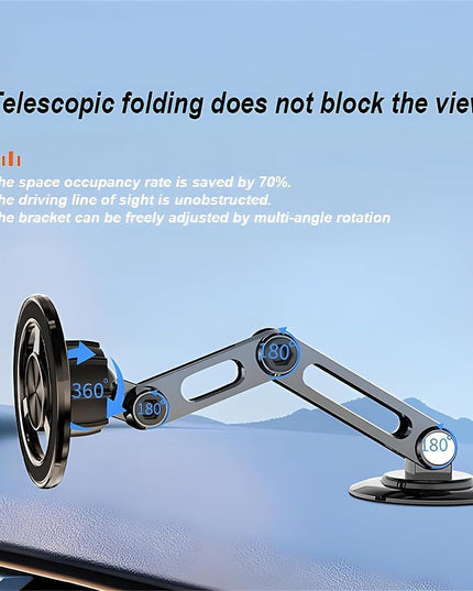 Universal 360° Pro - Car Phone Holder Magnetic Suction, Windshield Car Phone Holder Mount Dashboard/Suction Cup/Window, Hands-Free, Retractable, With Arm