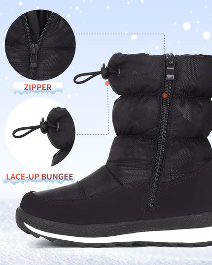 K KomForme Kids Snow Boots for Boys Girls Toddler Winter Outdoor Boots Waterproof with Fur Lined (Toddler/Little Kid/Big Kid)