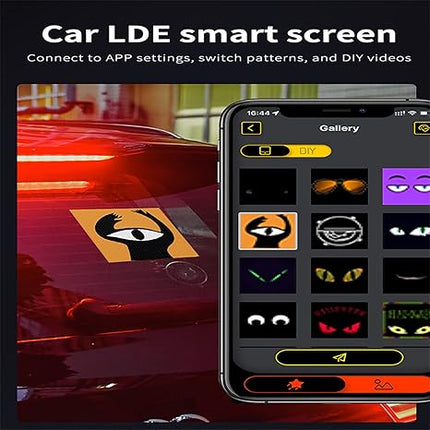 Jucyuanhang Bluetooth App Control LED Sign, 5.1 * 5.1 In APP Control RGB LED Car Rear Window Expression Screen