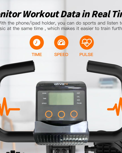 ATIVAFIT Folding Exercise Bike 8 Levels Resistance F-Bike with Heart Rate Sensor + Phone Holder