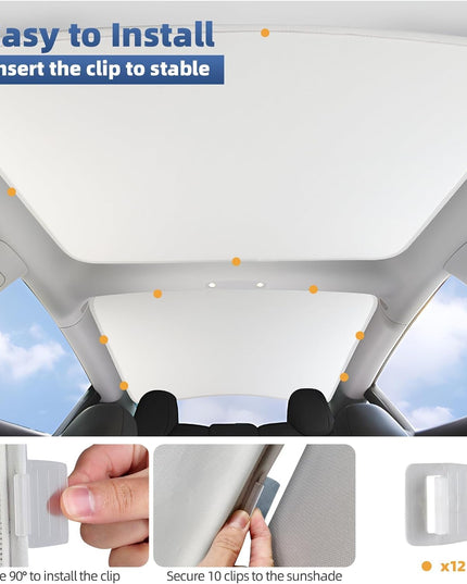 GOGOBAO 2024 Newest Sunshade Roof for Tesla Model 3 2024 No-Sag Design Roof Sun Shade for Tesla Model 3 Accessories 2024 (White)