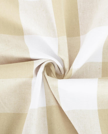 NATUS WEAVER Buffalo Check Cotton Curtains 213 cm Length Kitchen Living Room Bedroom Beige