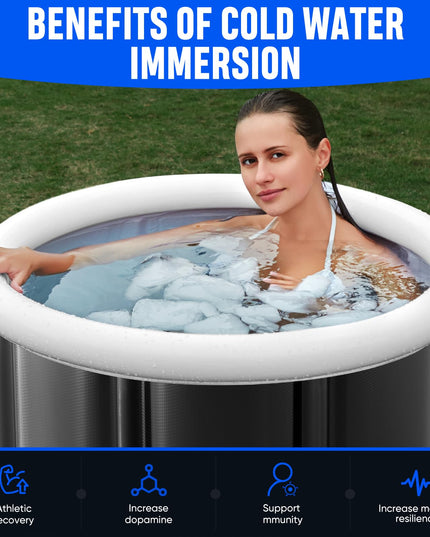 Moyanne Large Ice Bathtub for Athletes, Portable Multilayer Portable Ice Tray for Recovery and Cold Water Therapy, Cold Diving Tub for Outdoor, Ice Baths at Home (Black)