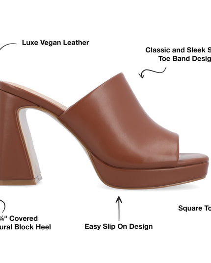 SIZE: 37 - Journee Collection Womens Ezzlynn Platform Heel with Open Toe and Slip On Heel, Brown