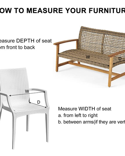 LOVTEX Indoor/Outdoor Tufted Seat Cushions for Patio Furniture 1 ONLY , 50x50 CM in Beige Outdoor Chair Cushions - Overstuffed Patio Furniture Cushions for Wicker Chair with Round Corner WITHOUT TIES