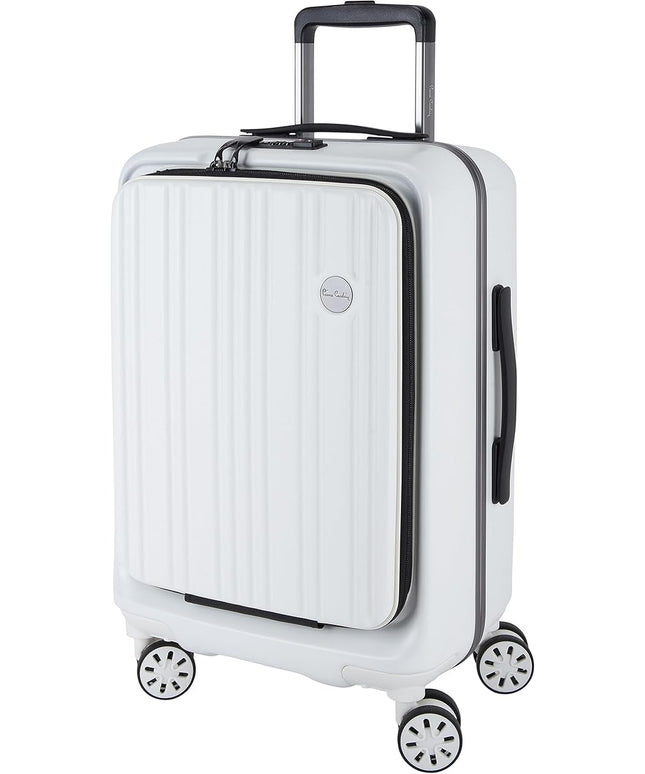 Pierre Cardin 20 Inch laptop trolley bag Strong shell Front Pocket with Laptop Compartment rolling laptop bag for business and Travel, TSA Approved Lock (PC86326-White)
