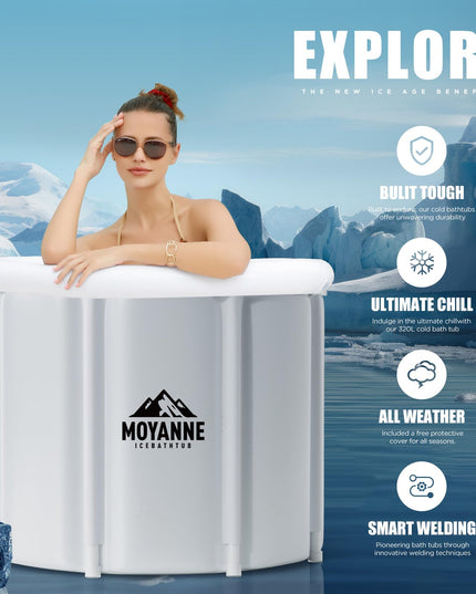 Moyanne Large Size ice bath cold plunge tub for athletes pod portable,Multiple Layered Portable Ice Pod for Recovery and Cold Water Therapy, Cold Plunge Tub for Outdoor, ice baths at home (white)