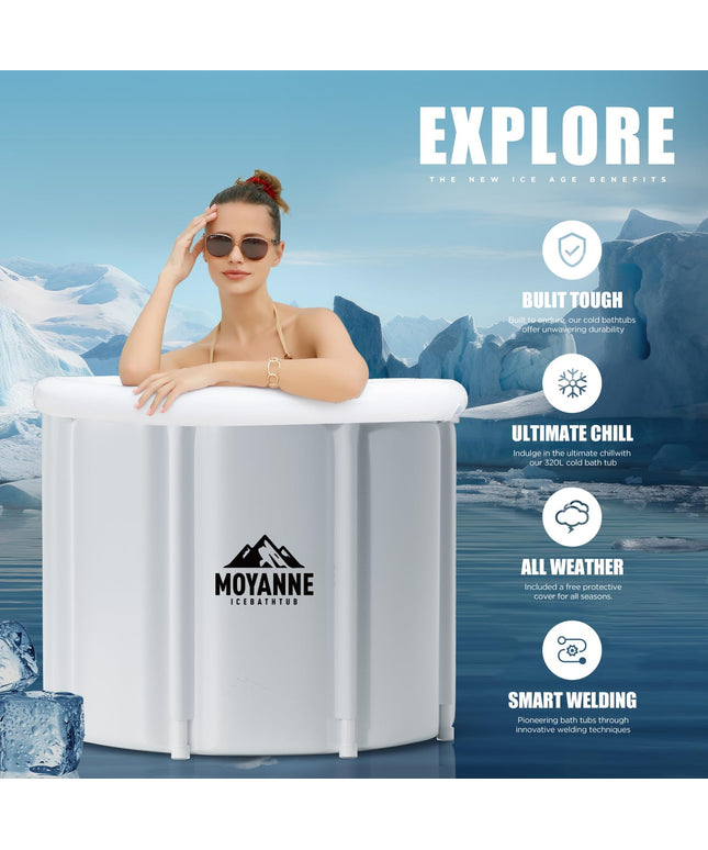 Moyanne Large Size ice bath cold plunge tub for athletes pod portable,Multiple Layered Portable Ice Pod for Recovery and Cold Water Therapy, Cold Plunge Tub for Outdoor, ice baths at home (white)