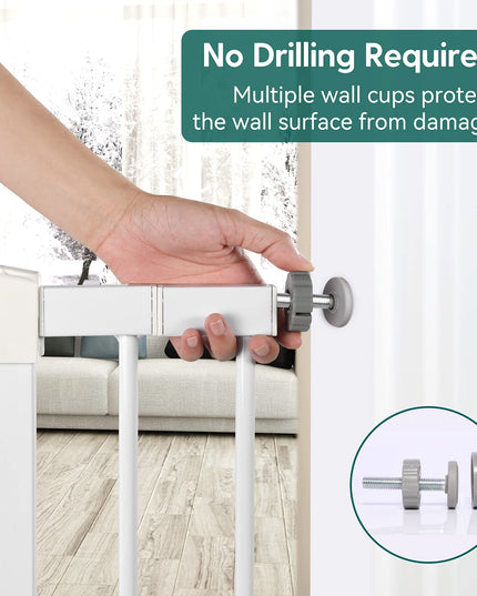 Babelio Metal Baby Gate, 29-48'' Auto Close Easy Install Pet Gate, Extra Wide Walk Thru Child Safety Gate, Pressure Mounted Dog Gate for Doorways & Stairs, with Y Spindle Rods