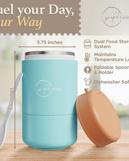 Prep'd Living Overnight Oats Containers with Lids - Portable Meal Prep