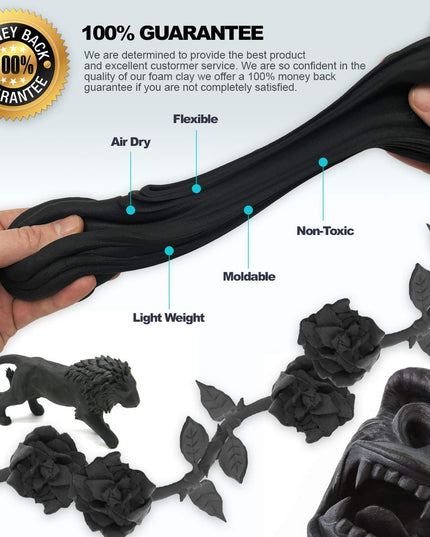 Foam Clay Sculpting Foam for Cosplay (300 Gram White and 300 Gram Black) by Pixiss | Soft Air Dry Moldable Sculpting Cosplay Materials