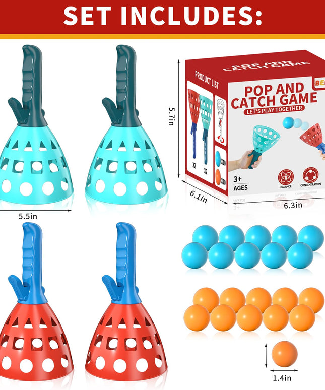 Bennol Outdoor Game Toys for Kids Boys with 20 Balls, Pop Pass Catch Ball Game Outdoor Outside Toys Gifts for 3 4 5 6 7 8+ Year Old Boys Kids, Outside Outdoor Toys Gifts for Kids Boys Ages 3-5 4-8
