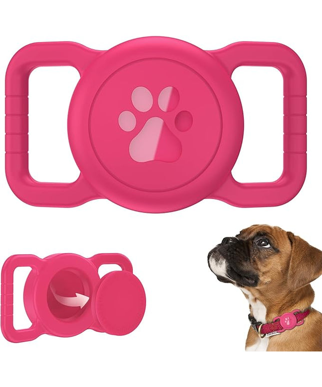 Joytale Airtag Dog Collar Holder [1 Pack] – Waterproof Full Silicone Protective Case for Apple Airtag – Anti-Lost Pet Tracker Holder Fits All Collar Widths – Includes Pink & Orange M