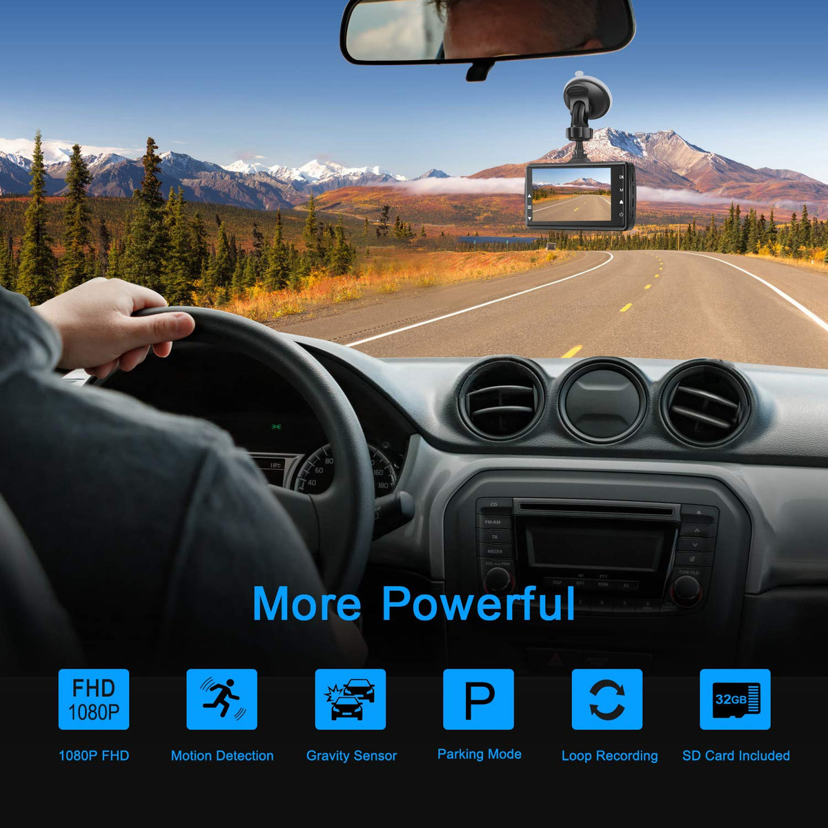 Boogiio Dash Cam Front With 32G Sd Card, 1080P Fhd Car Driving Recorder 3'' Ips Screen 170°Wide Angle Dashboard Camera Aluminum Alloy Case, Wdr G-Sensor Parking Monitor Loop Recording Motion Detection