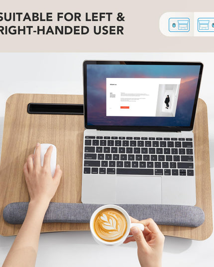 HUANUO Lap Laptop Desk-Portable Lap Desk with Cushion, Fits up to 43 cm Laptop, with Anti-Slip Strip & Storage Function