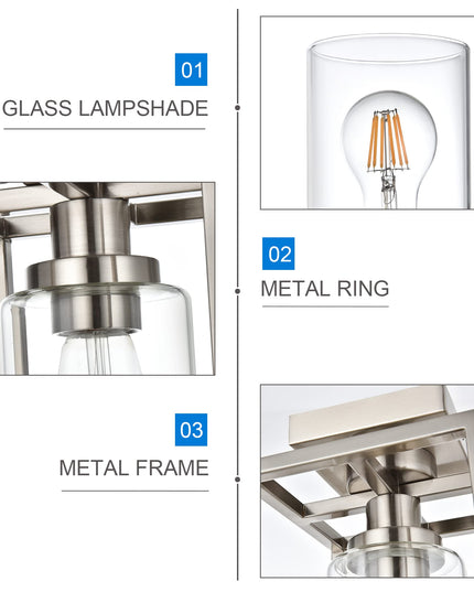 MELUCEE Semi Flush Mount Ceiling Light Brushed Nickel Finish, 1-Light Industrial Island Light Geometric Metal Cage Farmhouse Ceiling Light Fixture for Entryway Porch Bedroom Dining Room