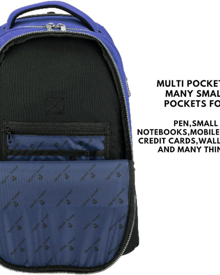 Pierre Cardin Trolley backpack School bag 3 PCS set All in One 2 BIG WHEEL Rolling Backpack Include Pencil case, Lunch bag and trolley backpack UNISEX PC87067-Navy