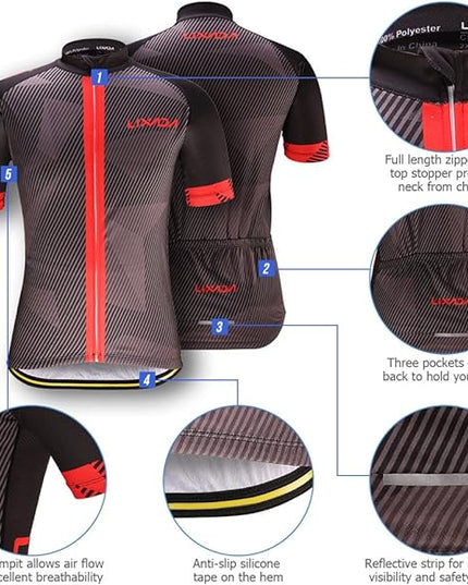 Lixada Men's Cycling Clothes Set Quick Dry Short Sleeve Bicycle Jersey Shirt Tops 3D Cushion Padded Riding Shorts Tights Pants