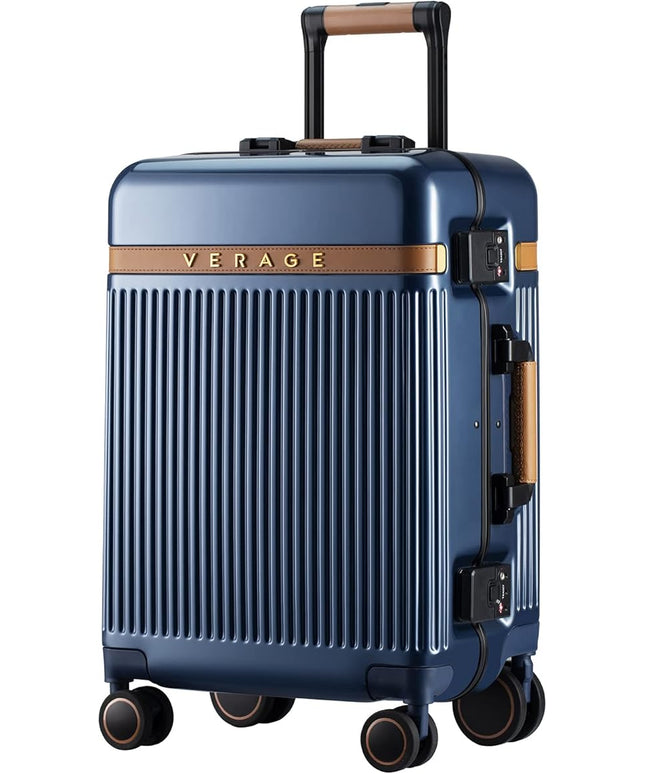Verage Windsor PC Luggage with Aluminum Frame, Hardside Suitcase with spinner wheels, Blue, Carry-On 20-Inch