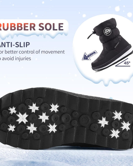 K KomForme Kids Snow Boots for Boys Girls Toddler Winter Outdoor Boots Waterproof with Fur Lined (Toddler/Little Kid/Big Kid)