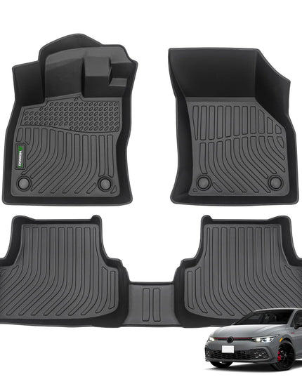 ANBINGO®-Floor Mats Custom for Volkswagen Golf/Golf Alltrack/Golf GTI/Golf R/Golf Sportwagen MK7 2015-2021 Waterproof Car Mats All Weather Mats Floor Liners VW Accessories Front& Rear Full Set Black