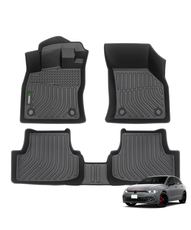 ANBINGO®-Floor Mats Custom for Volkswagen Golf/Golf Alltrack/Golf GTI/Golf R/Golf Sportwagen MK7 2015-2021 Waterproof Car Mats All Weather Mats Floor Liners VW Accessories Front& Rear Full Set Black
