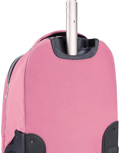 Pierre Cardin Trolley backpack School bag 3 PCS set All in One 2 BIG WHEEL Rolling Backpack Pencil case, Lunch bag and trolley backpack UNISEX PC87067-Pink