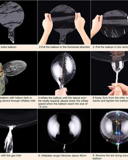 10 PACKS LED Bobo Balloons,Transparent LED Light Up Balloons,Helium Style Glow Bubble Balloons with String Lights for Party Birthday Wedding Festival Decorations (White)