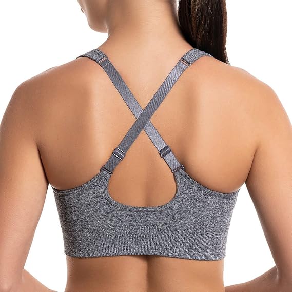 SIZE: XL - Puma Women's Seamless Active Performance Support Sports Bra 2 Pack Grey and Purple