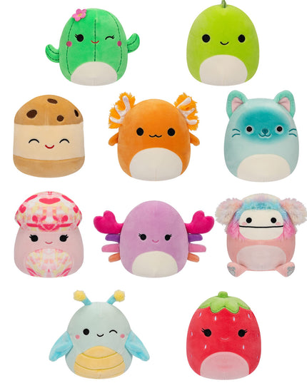 10-Pack Plush Squish mallows 5-Inch - Diane Bigfoot, Giles Grasshopper, Maritza Cactus, Nico Axolotl, Rachel Mushroom, and More - Ultrasoft Official Kelly Toy Plush