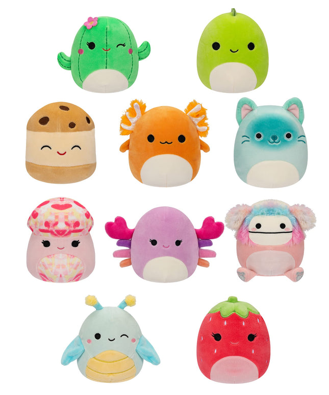 10-Pack Plush Squish mallows 5-Inch - Diane Bigfoot, Giles Grasshopper, Maritza Cactus, Nico Axolotl, Rachel Mushroom, and More - Ultrasoft Official Kelly Toy Plush