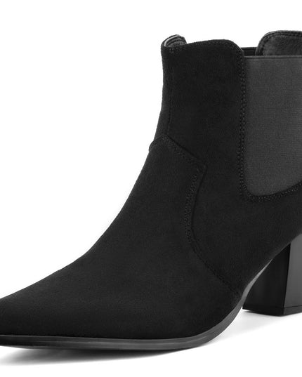 Size: 38 - MaxMuxun Women's Chunky Heel Boots Ankle Boots for Women Western Booties Faux Leather Pointed Toe Chelsea Fall Boots for Women 2024