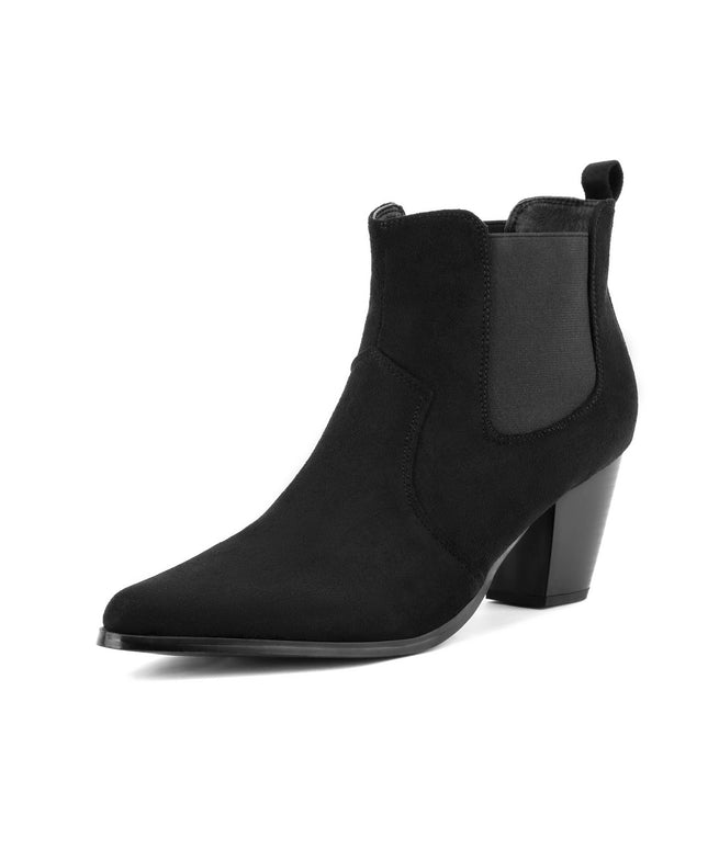 Size: 38 - MaxMuxun Women's Chunky Heel Boots Ankle Boots for Women Western Booties Faux Leather Pointed Toe Chelsea Fall Boots for Women 2024