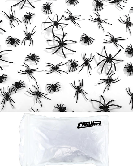 Civaner 3 Sizes 120 Pieces Halloween Plastic Spiders Small Black Plastic Spiders Fake Black Tiny Spiders Terror Prank Props for Home and Party Decorations, 2 x 1.8 Inch, 1.5 x 0.8 Inch, 0.9 x 0.6 Inch