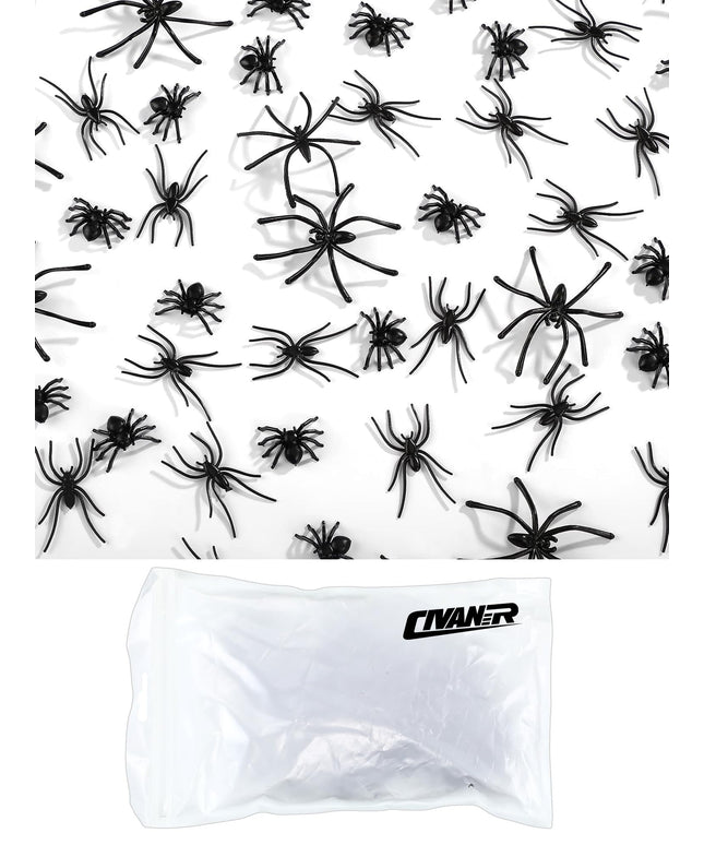 Civaner 3 Sizes 120 Pieces Halloween Plastic Spiders Small Black Plastic Spiders Fake Black Tiny Spiders Terror Prank Props for Home and Party Decorations, 2 x 1.8 Inch, 1.5 x 0.8 Inch, 0.9 x 0.6 Inch