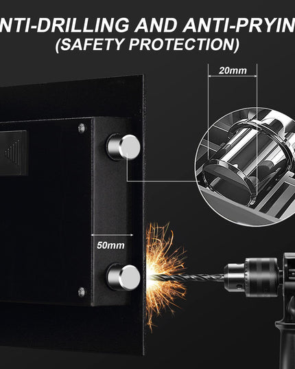 Tenamic Fireproof Safe Box 1.2 Cuft Electronic Digital Security Box, Keypad Small Lock Box Cabinet Safes with Internal Light, Solid Alloy Steel Office Hotel Home Safe with 2 Passwords, Black