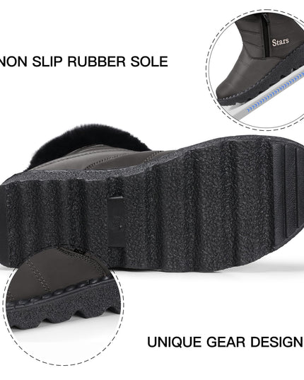 SIZE: 36 - SHIBEVER Waterproof Winter Boots for Women: Snow Mid Calf Fur Lined Warm Women Boot Outdoor Resistant Short Fashion Booties