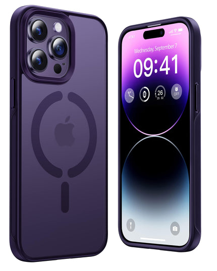 LOMILIO Magnetic for iPhone 14 Pro Max Case for MagSafe [No.1 Strong N52 Magnets] Translucent Matte [Military Grade Protection] for Women Girls Men iPhone 14 Pro Max Phone Case (6.7")-Deep Purple