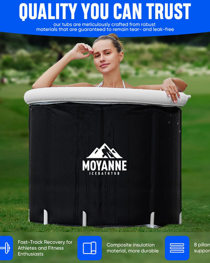 Moyanne Large Ice Bathtub for Athletes, Portable Multilayer Portable Ice Tray for Recovery and Cold Water Therapy, Cold Diving Tub for Outdoor, Ice Baths at Home (Black)