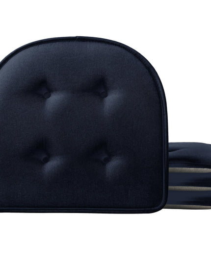 LOVTEX Chair Cushions for Dining Chairs 3 Pack, Non Slip Seat Cushions for Kitchen Chairs, Navy 17 x 16 Tufted Memory Foam Kitchen Chair Cushions Set of 6