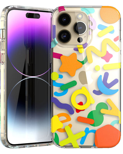 Senyimax for iPhone 14 Pro Max Case Stylish and Cute Double-Layer Letters Pattern Hard TPU Shockproof Protective Case Cover for Men Girls and Women (Multicolor)