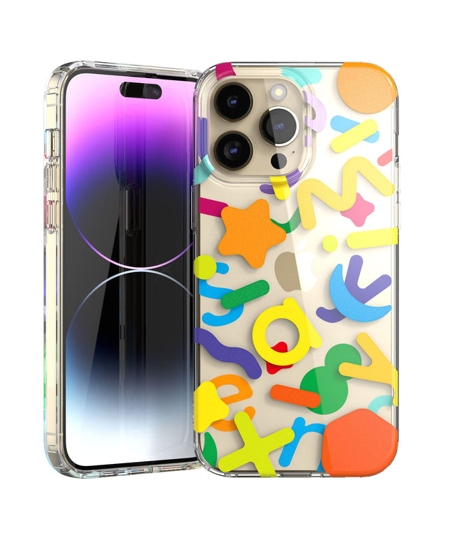 Senyimax for iPhone 14 Pro Max Case Stylish and Cute Double-Layer Letters Pattern Hard TPU Shockproof Protective Case Cover for Men Girls and Women (Multicolor)