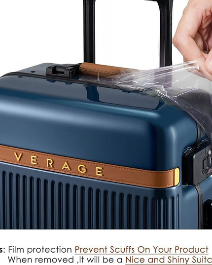 Verage Windsor PC Luggage with Aluminum Frame, Hardside Suitcase with spinner wheels, Blue, Carry-On 20-Inch