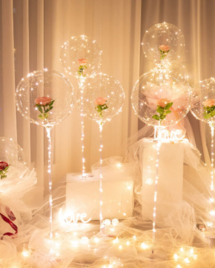 10 PACKS LED Bobo Balloons,Transparent LED Light Up Balloons,Helium Style Glow Bubble Balloons with String Lights for Party Birthday Wedding Festival Decorations (White)