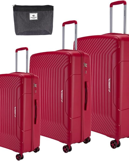 Prince Luggage Set of 3 Unbreakable Luggage with 4 Spinner Wheels, Luggage for Travel Light Weight Anti-Theft Lock,Size 20 24 28 Inch Red