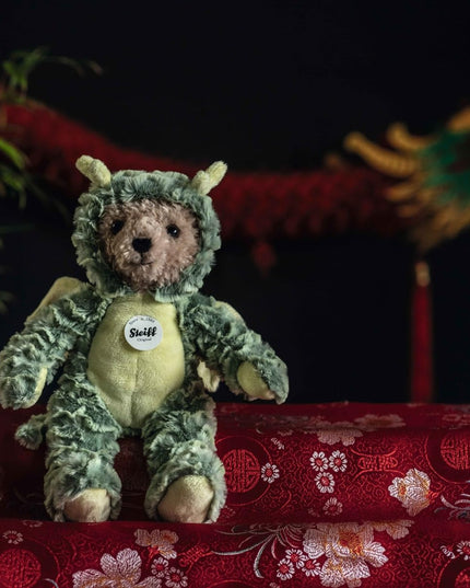 Steiff Teddy Bear with Dragon Hoodie Costume, Chinese Zodiac Signs, Teddy Stuffed Animal, Plush Bear Cuddly Toy, Machine Washable, 11"