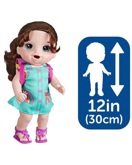 Baby Alive Time for School Baby Doll Set, Back to School Toys for 3 Year Old Girls & Boys & Up, 12 Inch Baby Doll, Brown Hair