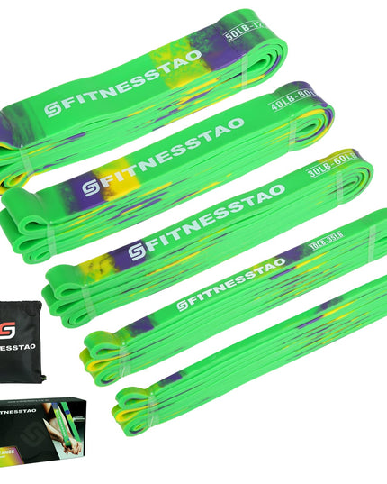 FITNESSTAO Resistance Band Sets, (5 Pack Green)
