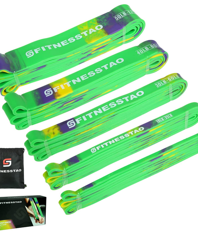 FITNESSTAO Resistance Band Sets, (5 Pack Green)